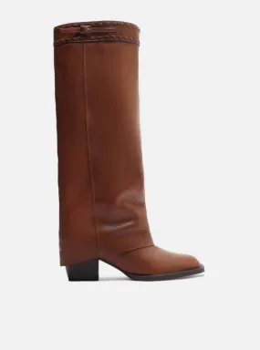 Beatrice Mid Block Leather Boot Neutral Build