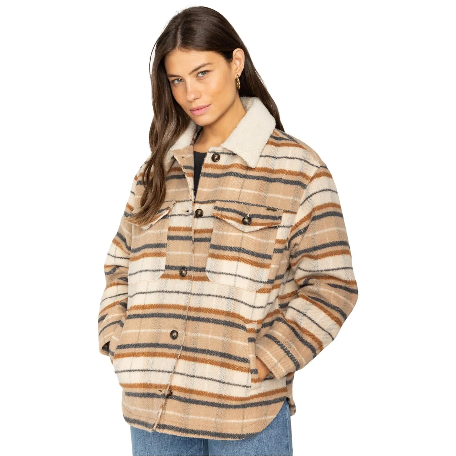 Billabong Womens Lucky Day Trucker Jacket Fashion Forward Layer Active Wear