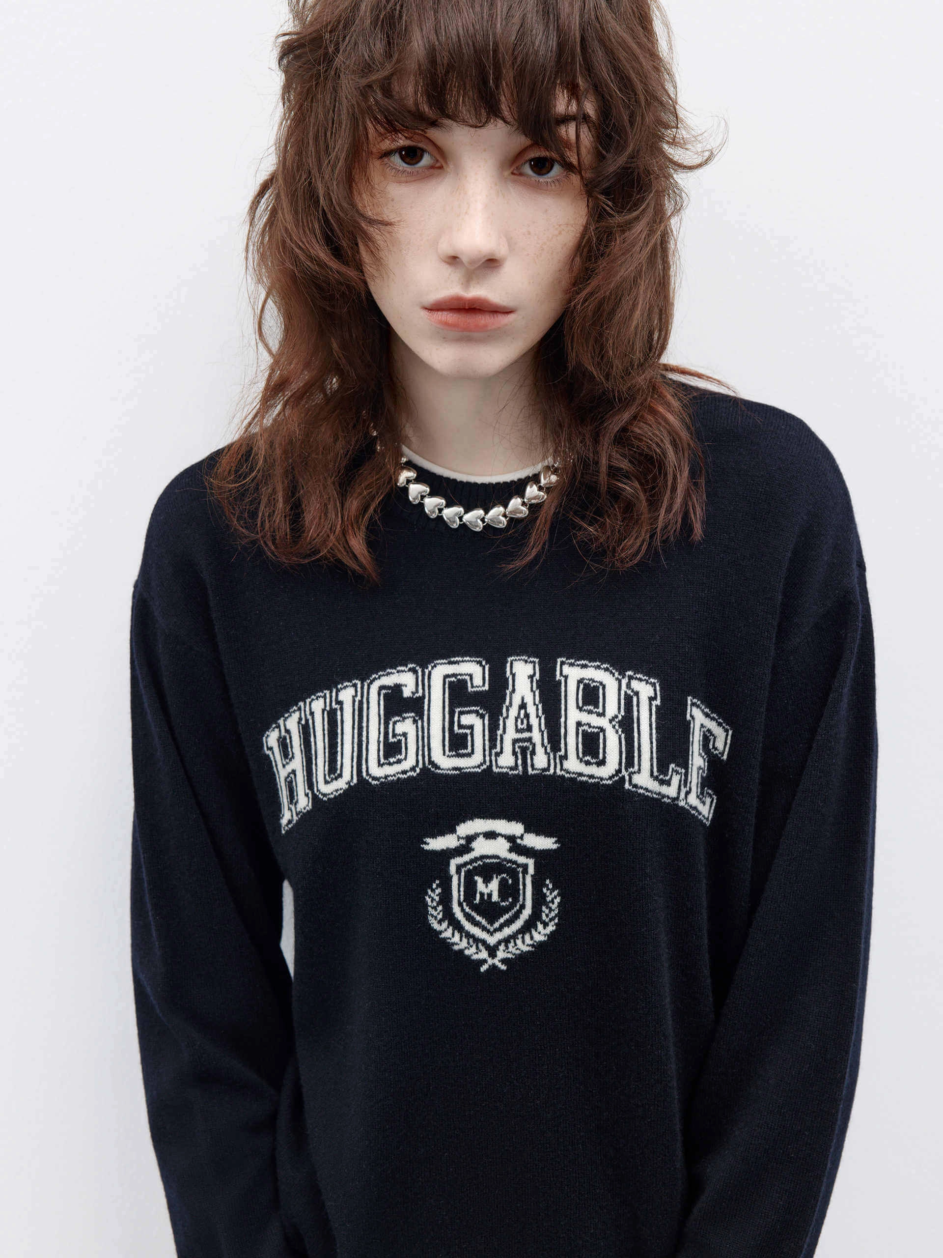 Letter Jacquard Wool Sweater Lightweight insulation