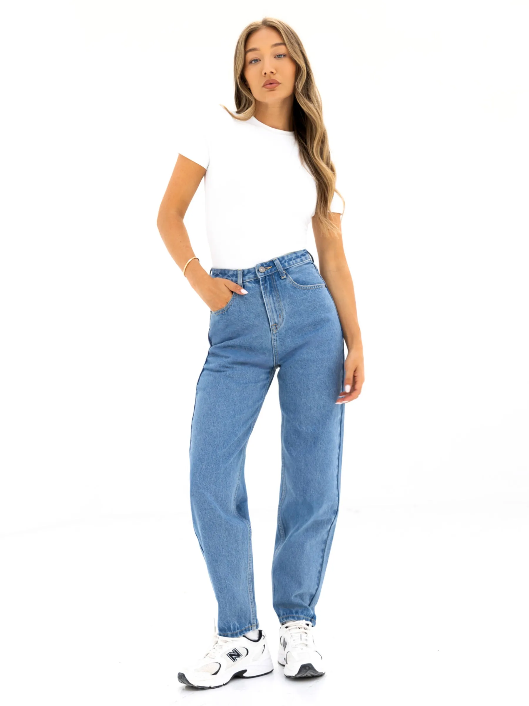 Blakely Mom Jeans - Mid Blue Breathable Brunch Outfit Always Needed
