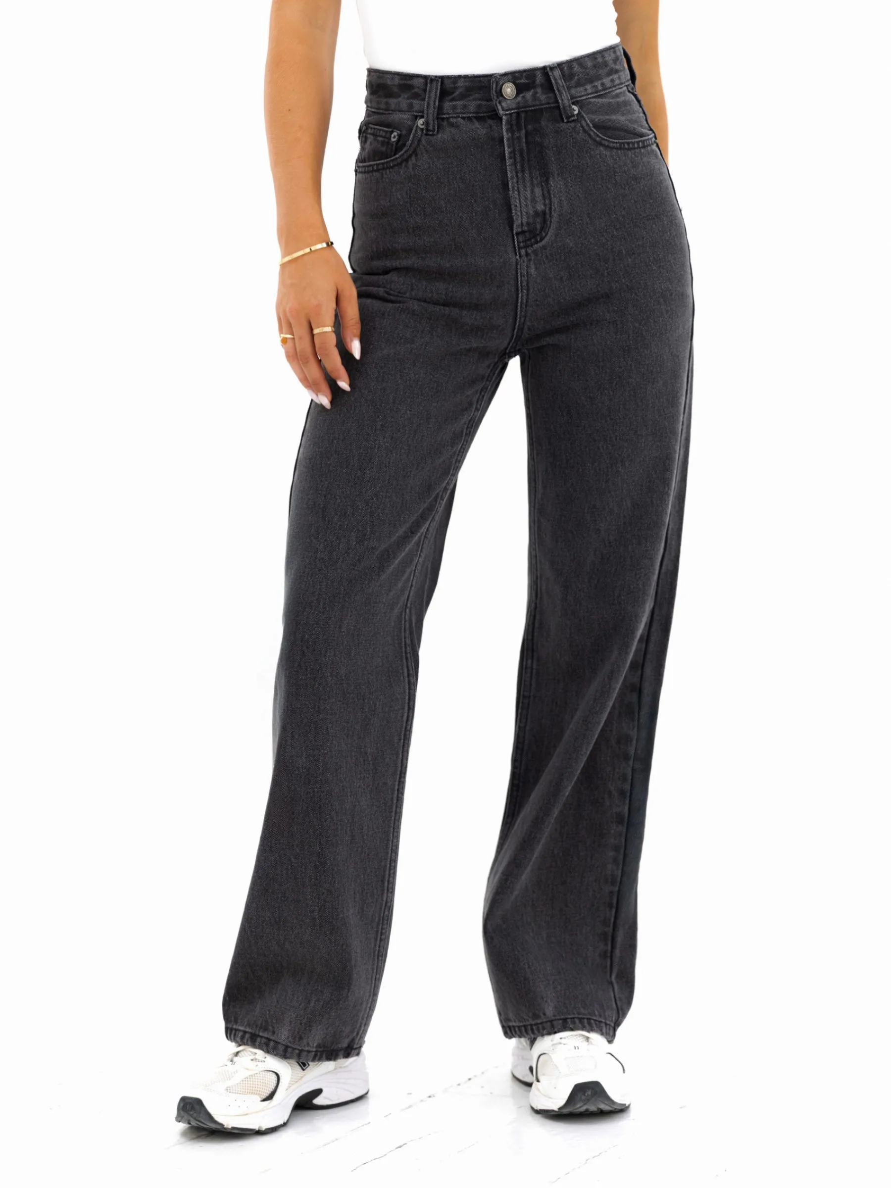 Blakely Wide Leg Jeans - Washed Black Streetwear Fan Premium Balanced Style
