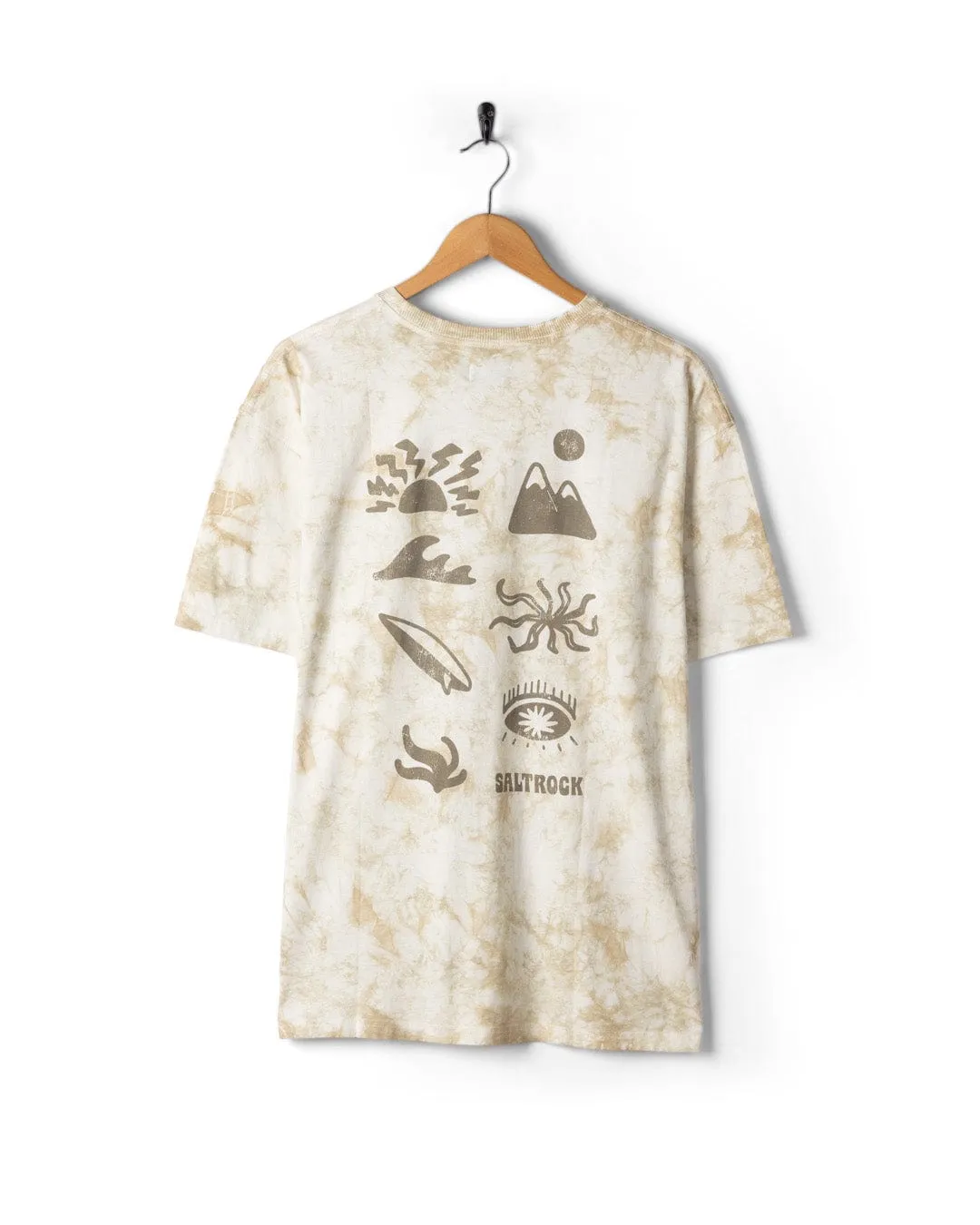 Biodegradable Options Block Icons - Mens Oversized Tie Dye T-Shirt - Cream