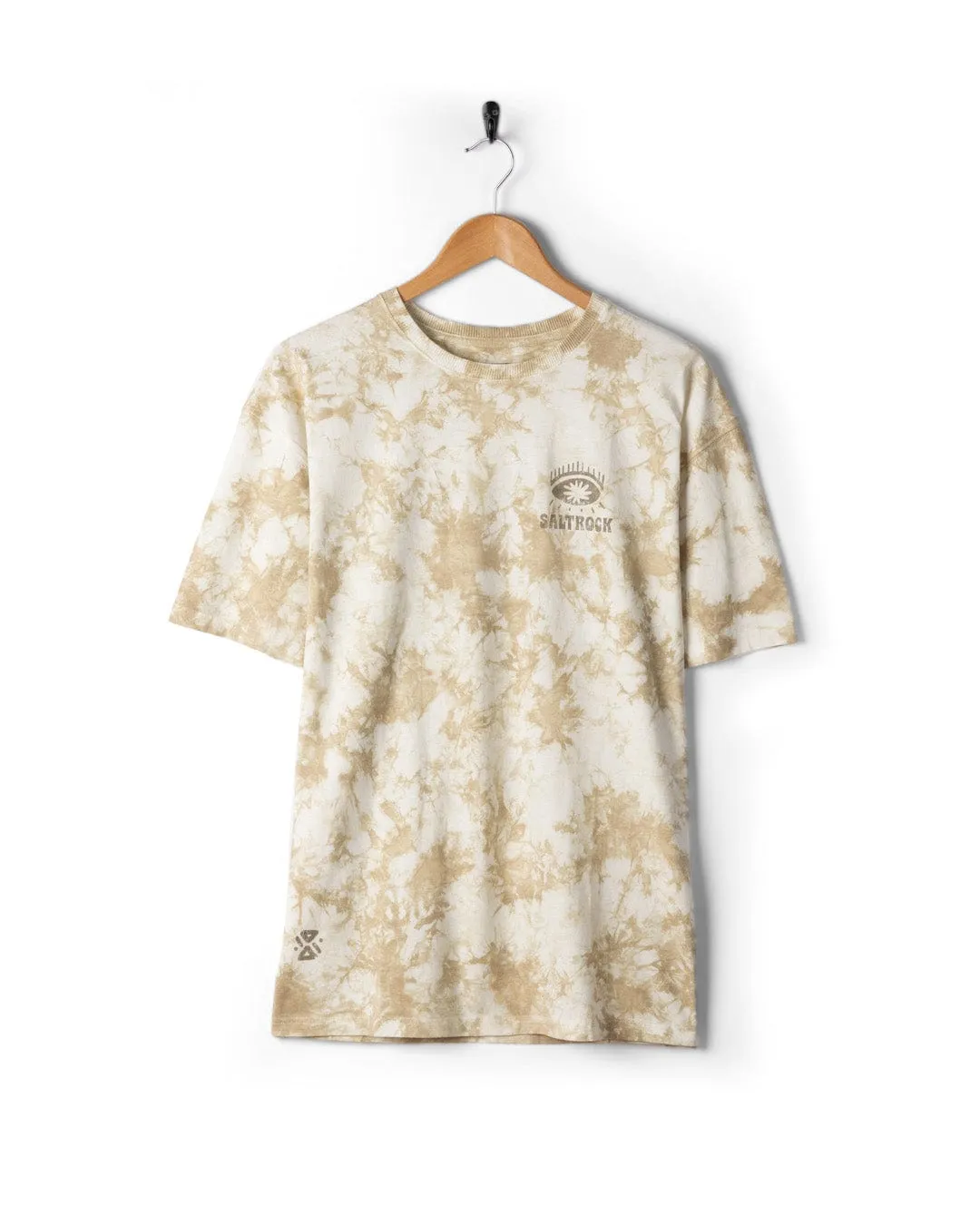 Minimalist Layer Light and Soft Block Icons - Mens Oversized Tie Dye T-Shirt - Cream