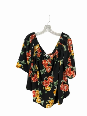 RubberizedGrip Blouse 3/4 Sleeve By Clothes Mentor In Floral Print, Size: 3x