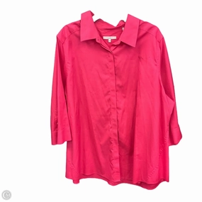 SunProtective Blouse 3/4 Sleeve By Foxcroft In Pink, Size: 1x