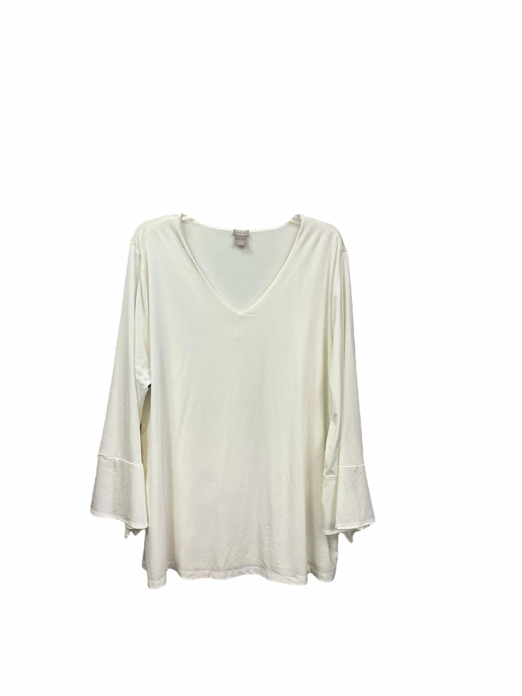 Blouse Long Sleeve By Chicos In Ivory, Size: 4x Soft Cotton MinimalistStyle
