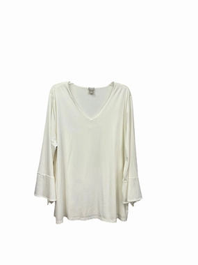 Blouse Long Sleeve By Chicos In Ivory, Size: 4x Soft Cotton MinimalistStyle