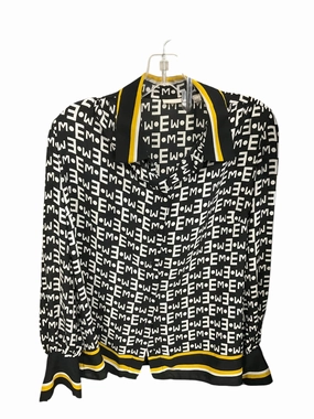Blouse Long Sleeve By Eva Mendes In Black & White, Size: L Airflow Mesh Insert