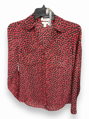 Soft Touch Texture Blouse Long Sleeve By Express In Black & Red, Size: Xs