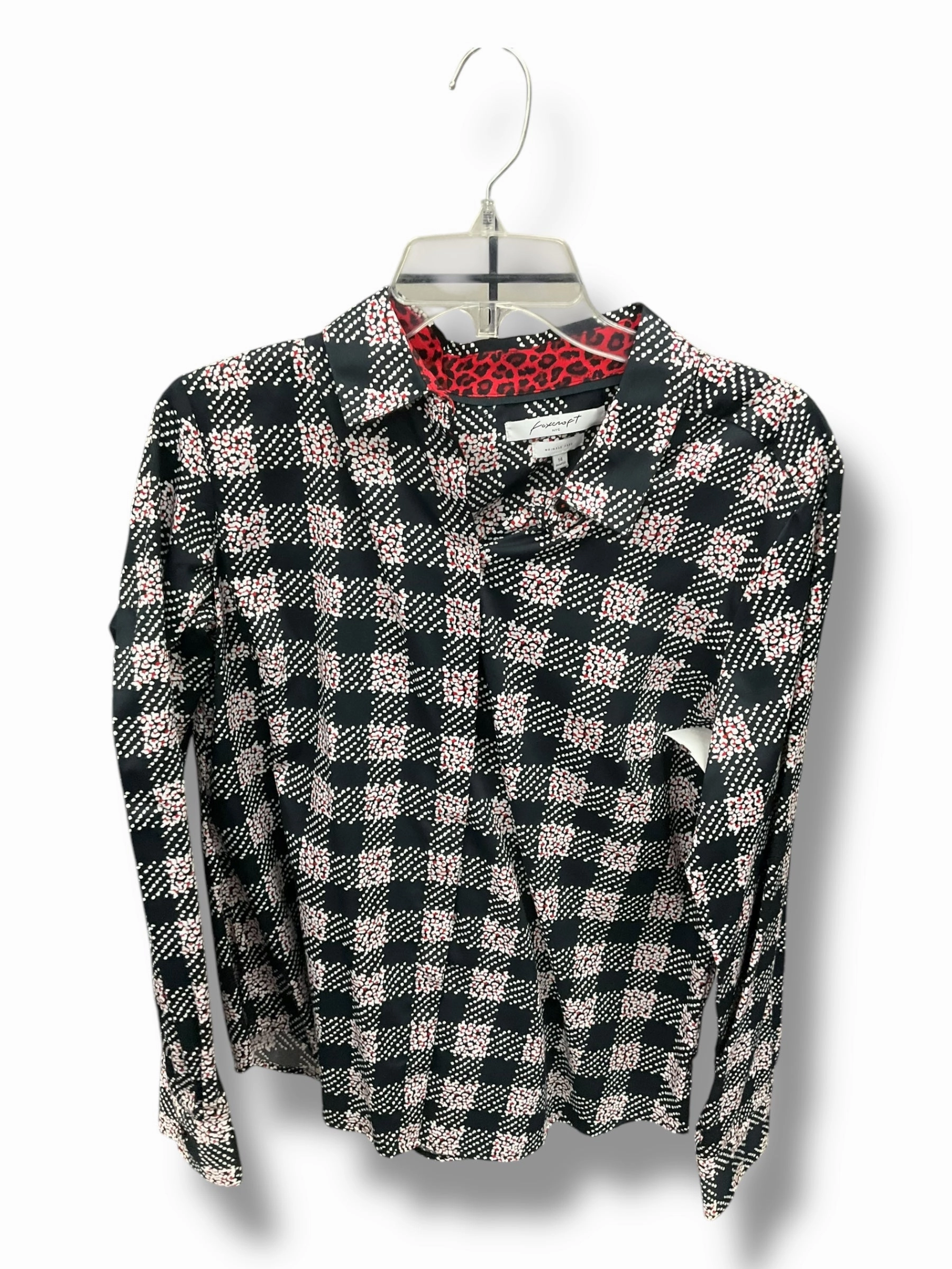 Professional Look Blouse Long Sleeve By Foxcroft In Black & Red, Size: Xl