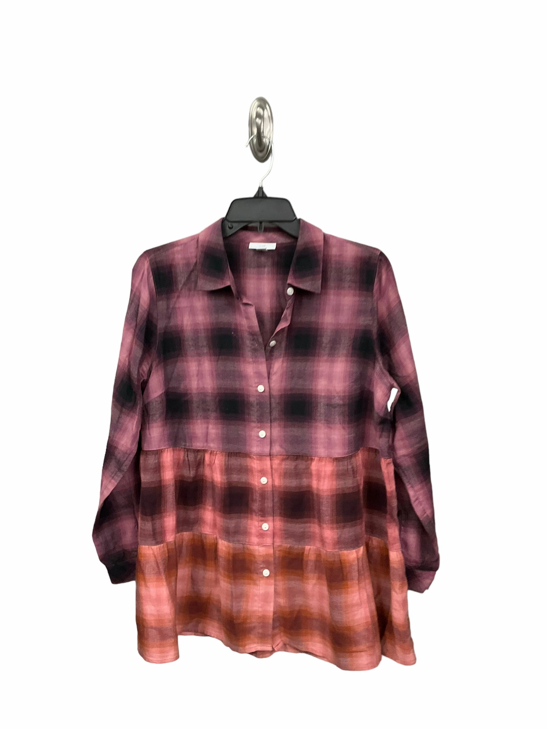 Professional Cut Blouse Long Sleeve By J. Jill In Plaid Pattern, Size: S