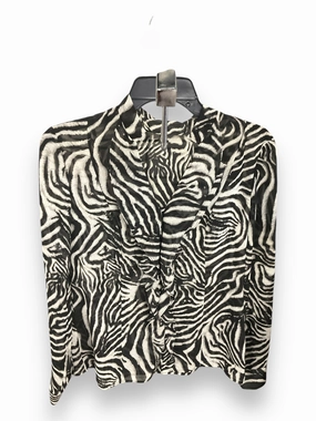Blouse Long Sleeve By Jones New York In Black & White, Size: S LowImpact Manufacturing RibbedCuff