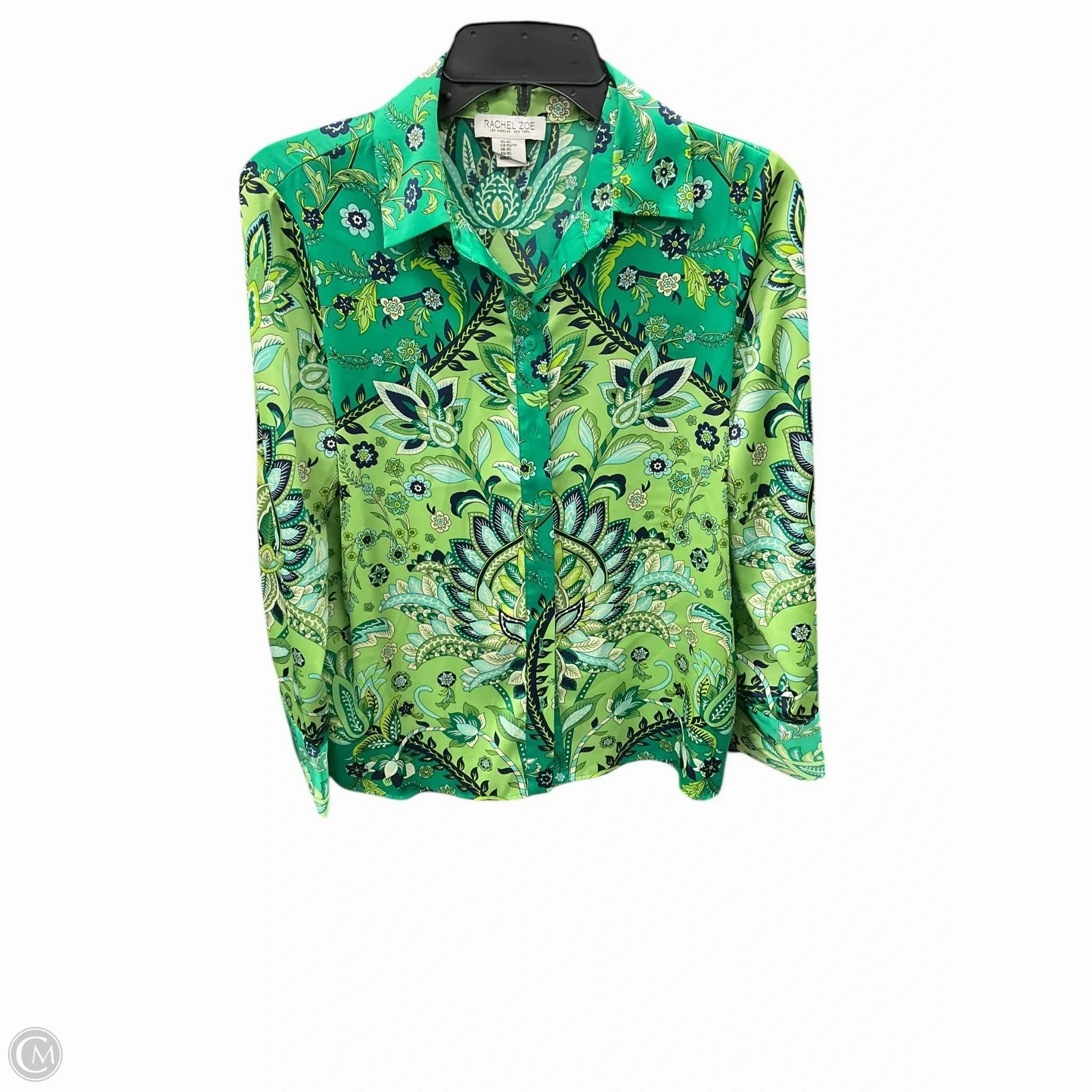 SnagResistant Fabric Blouse Long Sleeve By Rachel Zoe In Green, Size: Xs