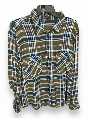 Blouse Long Sleeve By Sanctuary In Plaid Pattern, Size: L EcoCertified