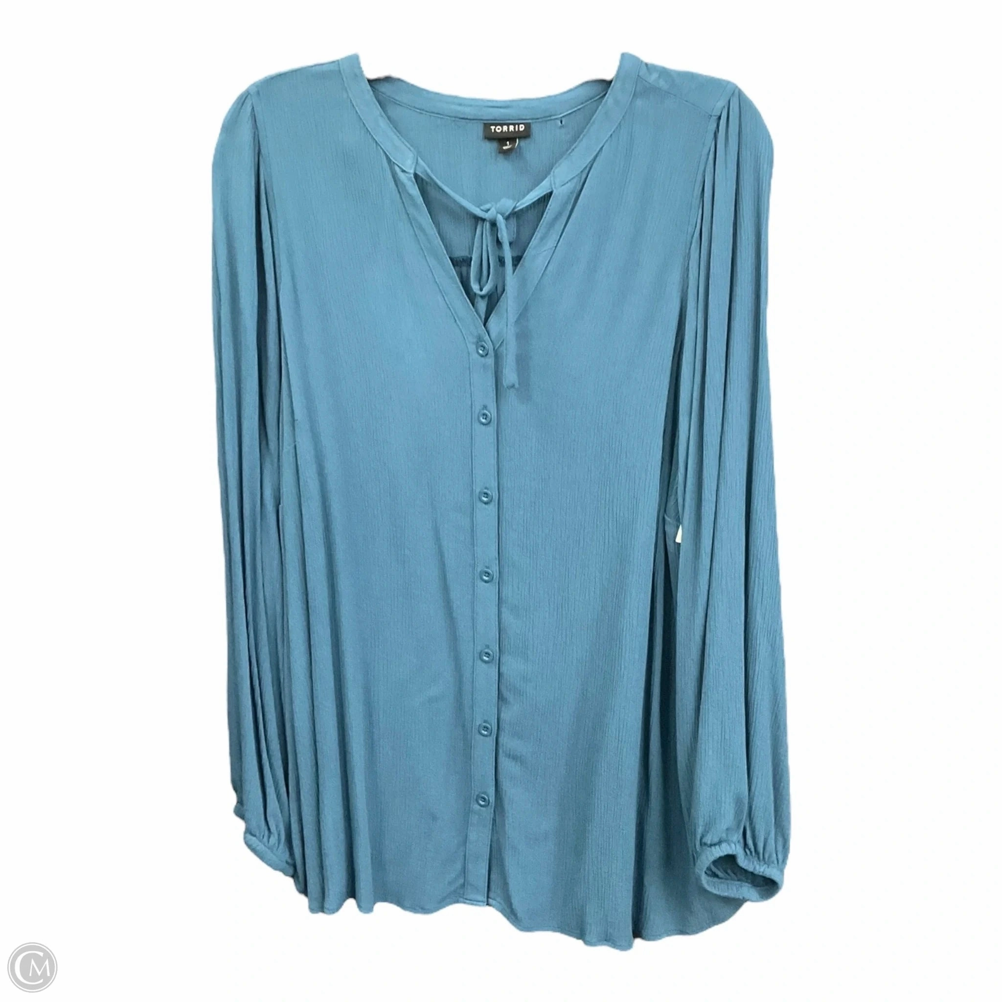 AntiPillingTechnology Blouse Long Sleeve By Torrid In Teal, Size: 1x