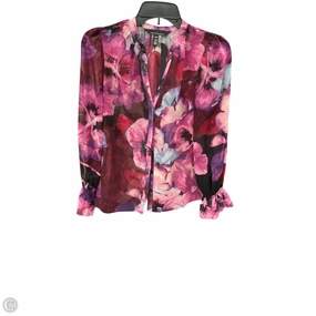 FadeResistant Dye Blouse Long Sleeve By White House Black Market In Floral Print, Size: Xxs