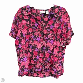 Blouse Short Sleeve By Aparenza In Floral Print, Size: 1x Double Stitched Hem