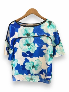 MultiPanelBreathability High Collar Design Blouse Short Sleeve By Calvin Klein  Size: M