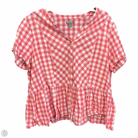 Blouse Short Sleeve By Falls Creek In Checkered Pattern, Size: 3x Professional Wear
