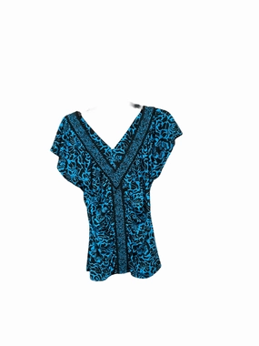 Reinforced Seam Technique Blouse Short Sleeve By Inc In Blue, Size: L
