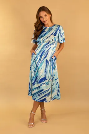 Blue & White Stripe Print Zara Dress animal-print Trendy midi dress