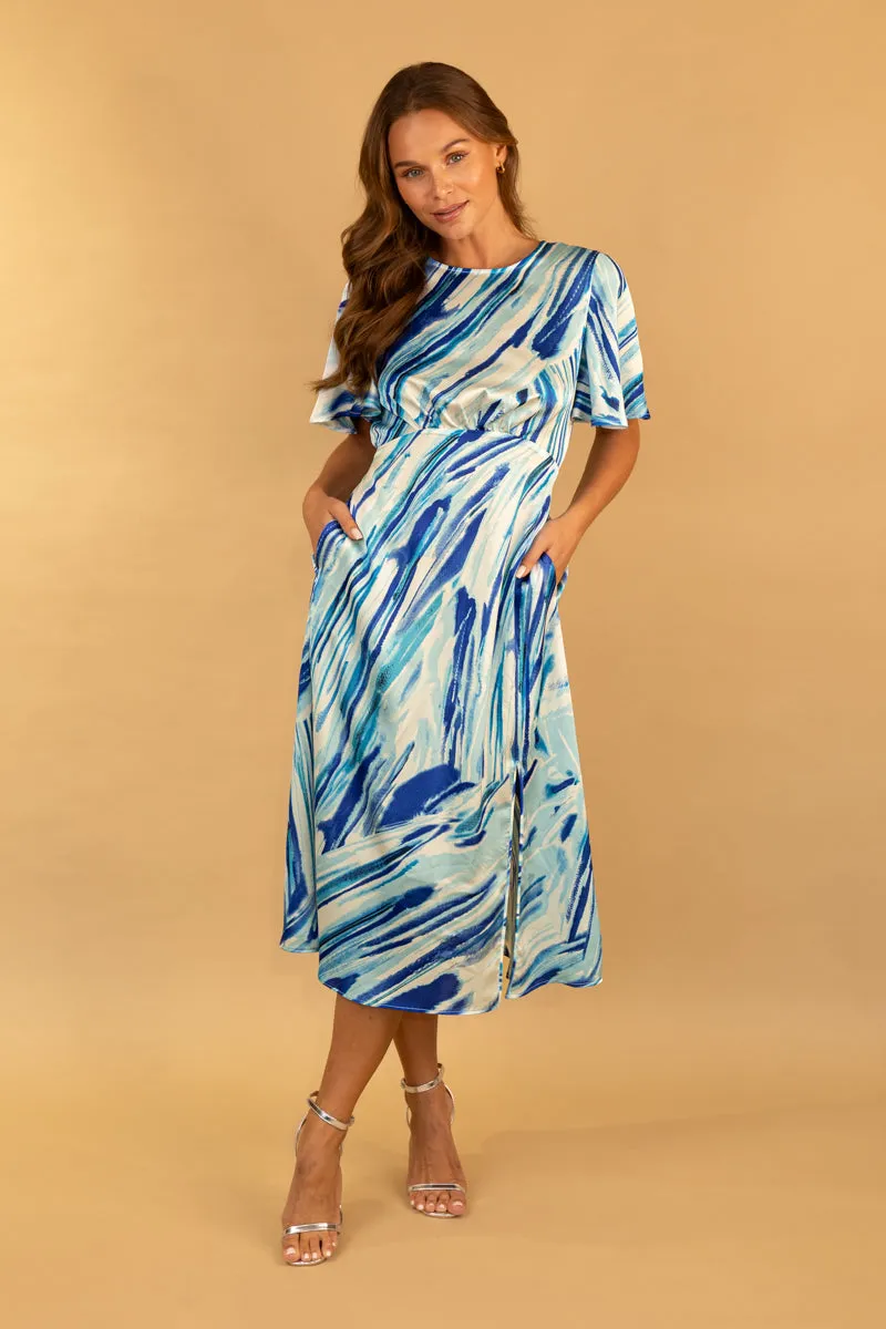 Blue & White Stripe Print Zara Dress Sophisticated Style Sunset Hour