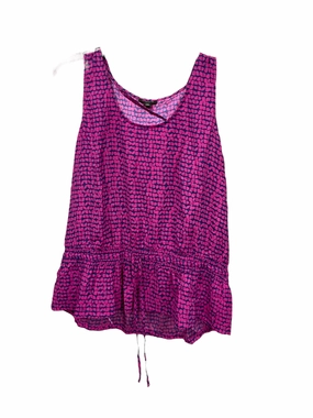 Blue & Pink Top Sleeveless Ann Taylor, Size L Moisture Wicking Material Minimalist Detailing
