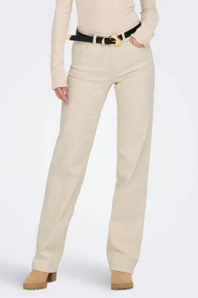 Functional Waist Water Repellent Coating Blush Ecru Mid Waist Straight Leg Jeans