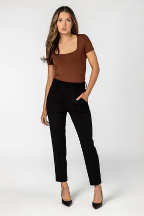 LowProfileStitching Knit Crepe Wide Waistband Trouser