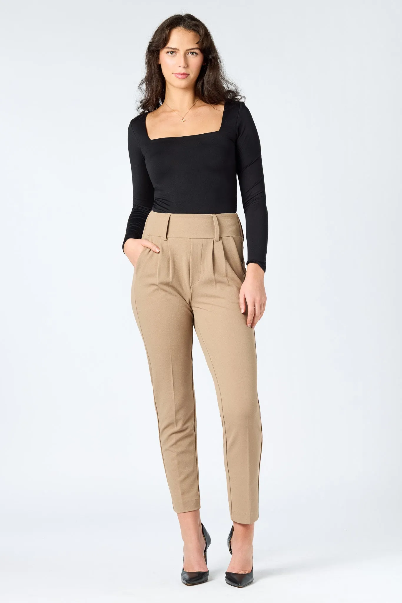 Snag Free Fabric Knit Crepe Wide Waistband Trouser