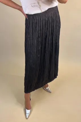 Retro Style Lina Plisse Pewter Grey Skirt