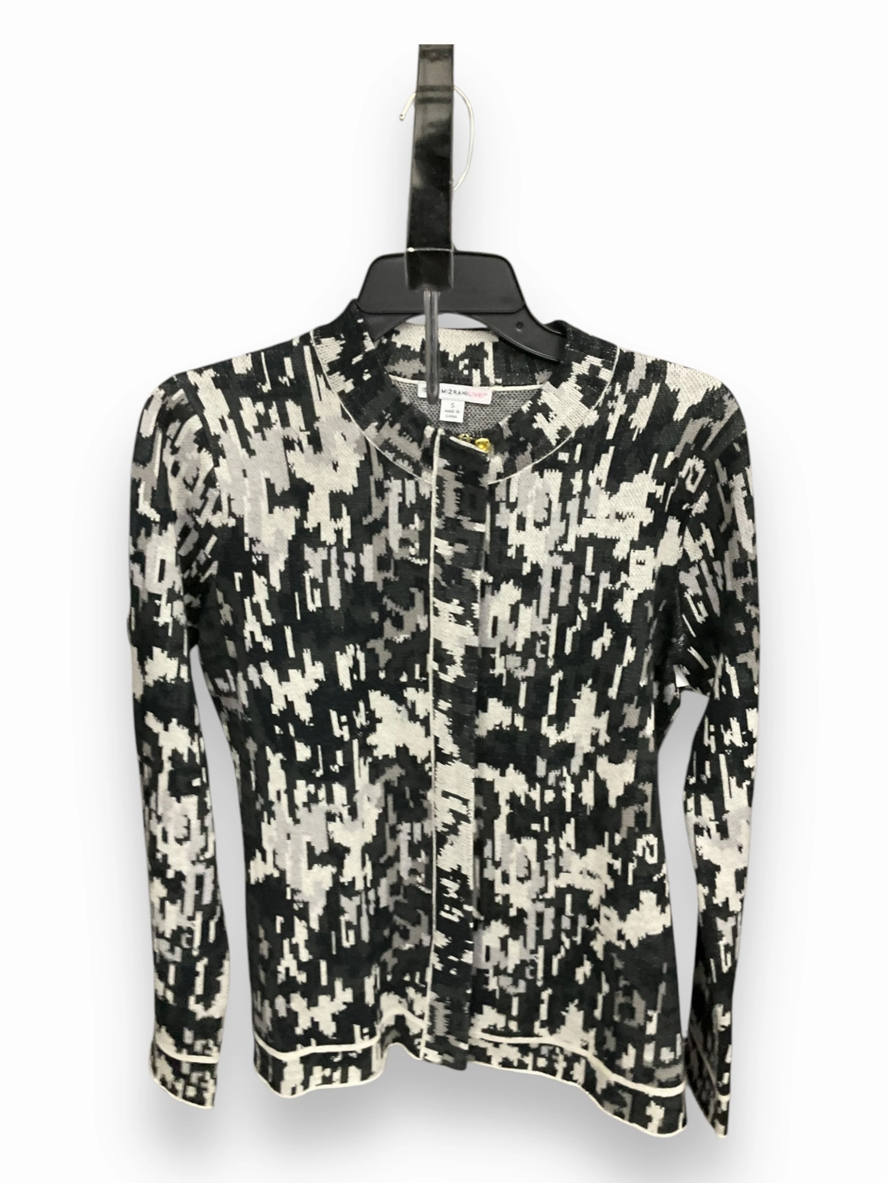 UniversalFit Cardigan By Isaac Mizrahi Live Qvc In Black & Cream, Size: S