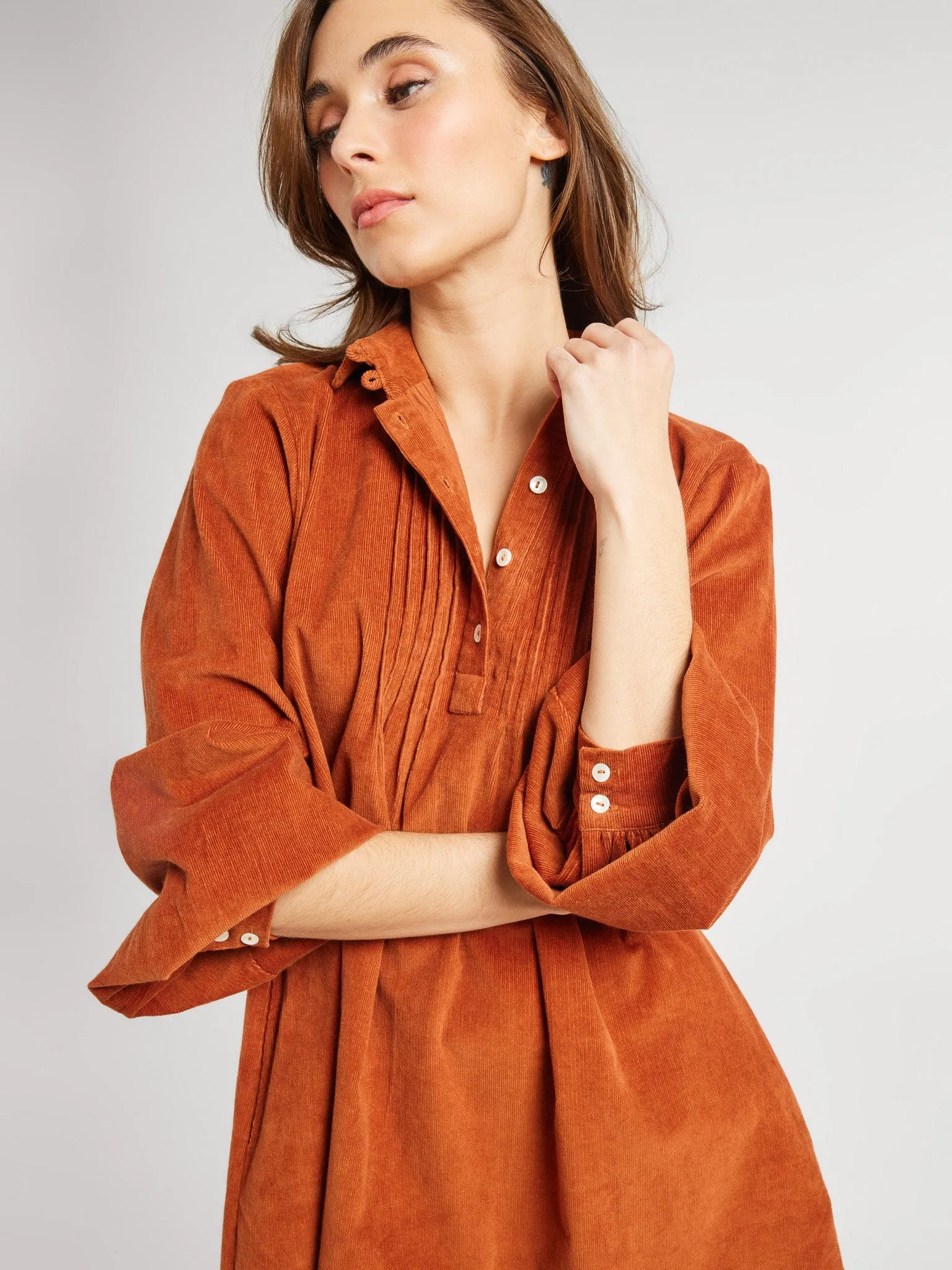 Bonnie Dress in Cinnamon Cord Seasonal Comfort Social Charm