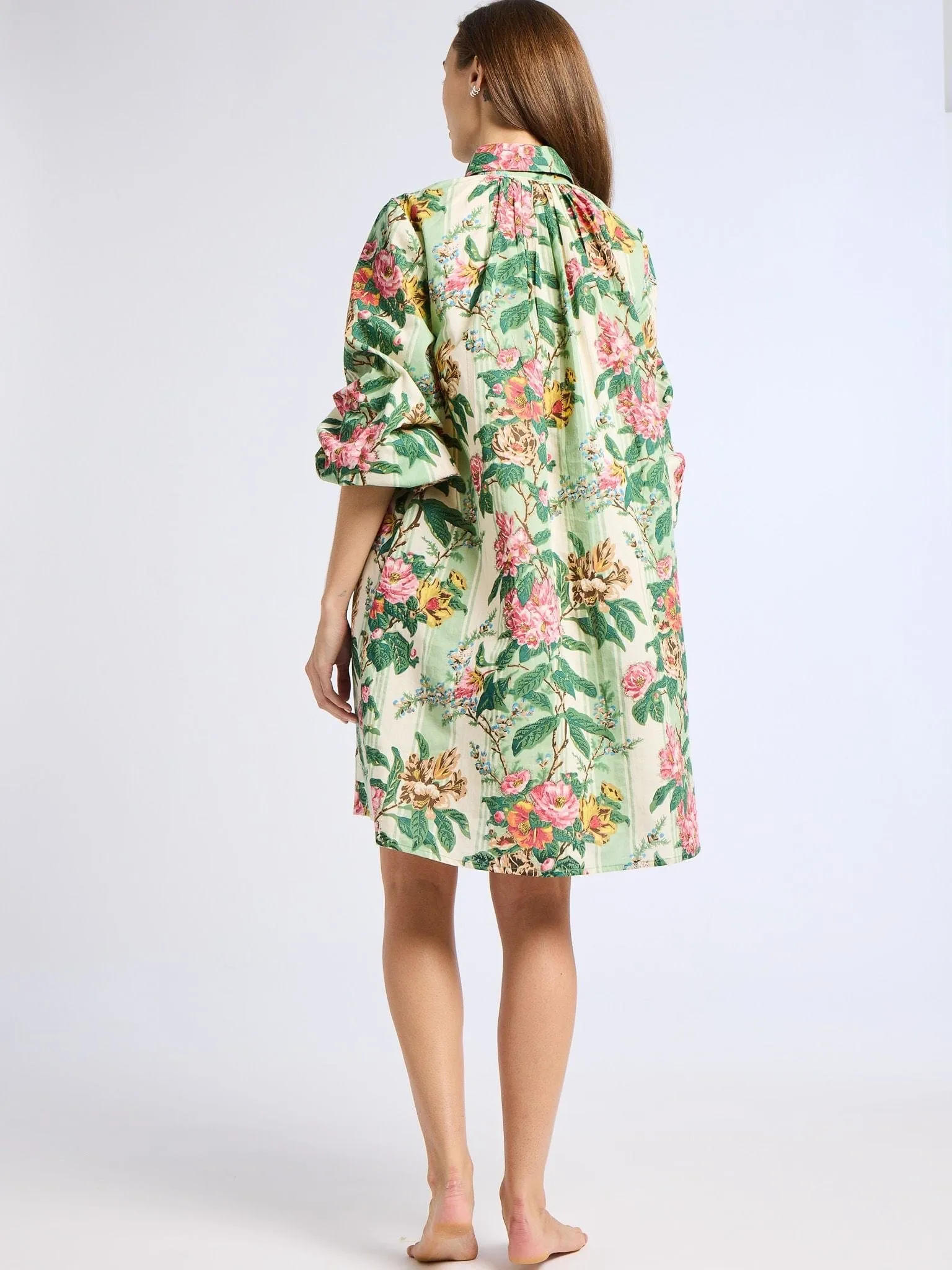 Bonnie Dress in Garden Stripe Classic Layering Side Ruching