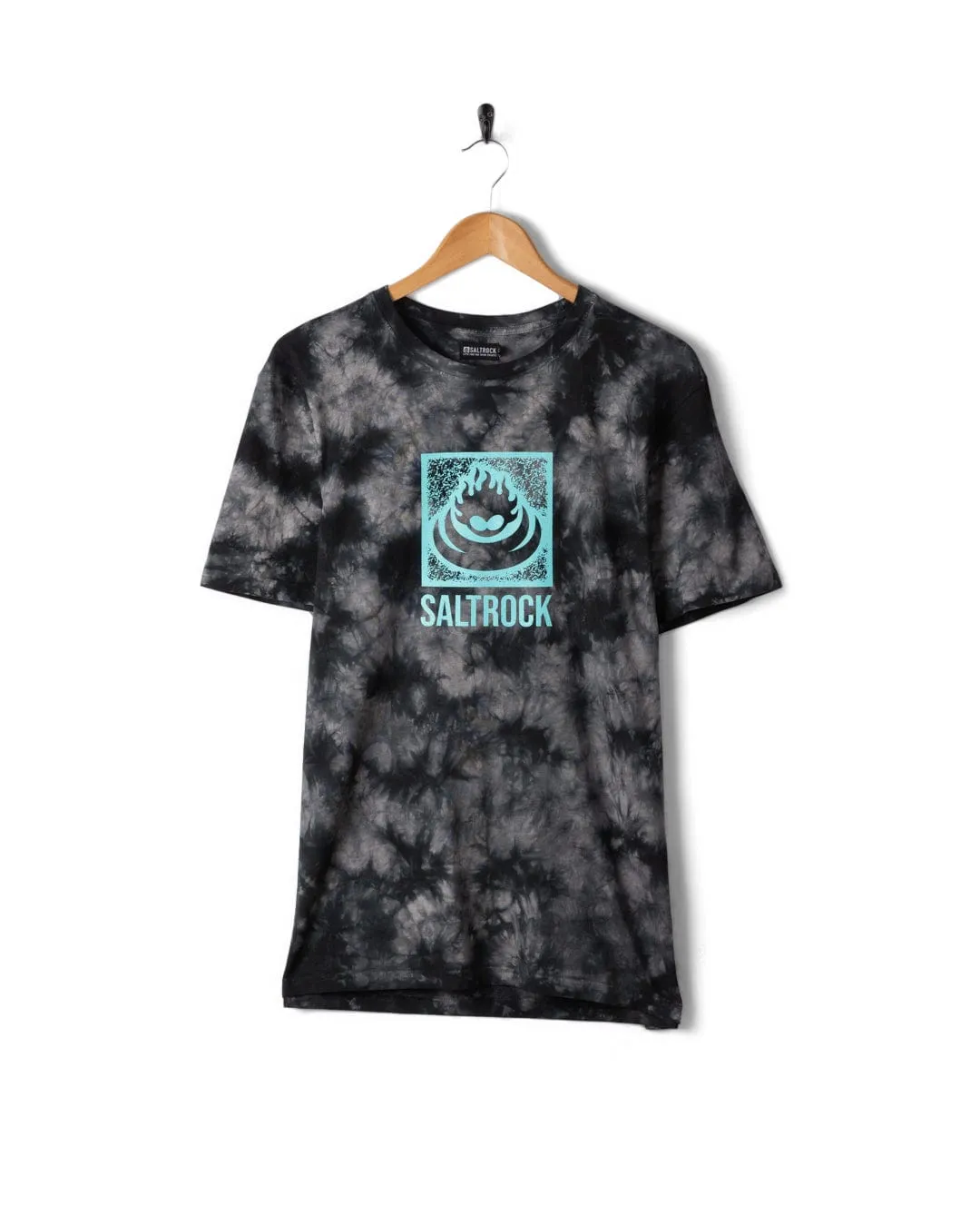 Box Stamp Logo - Mens Tie Dye Short Sleeve T-Shirt - Dark Grey MinimalistStitching Sport Performance Design