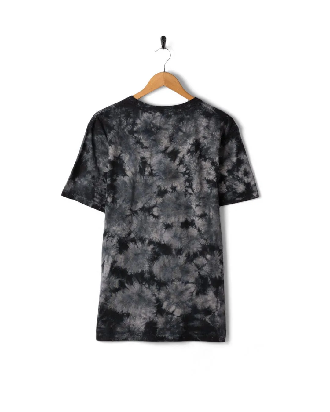 Box Stamp Logo - Mens Tie Dye Short Sleeve T-Shirt - Dark Grey Comfort and Ease Organic Cotton Construction