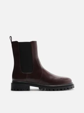 Brandy Low Block Leather Boot Anti Abrasion