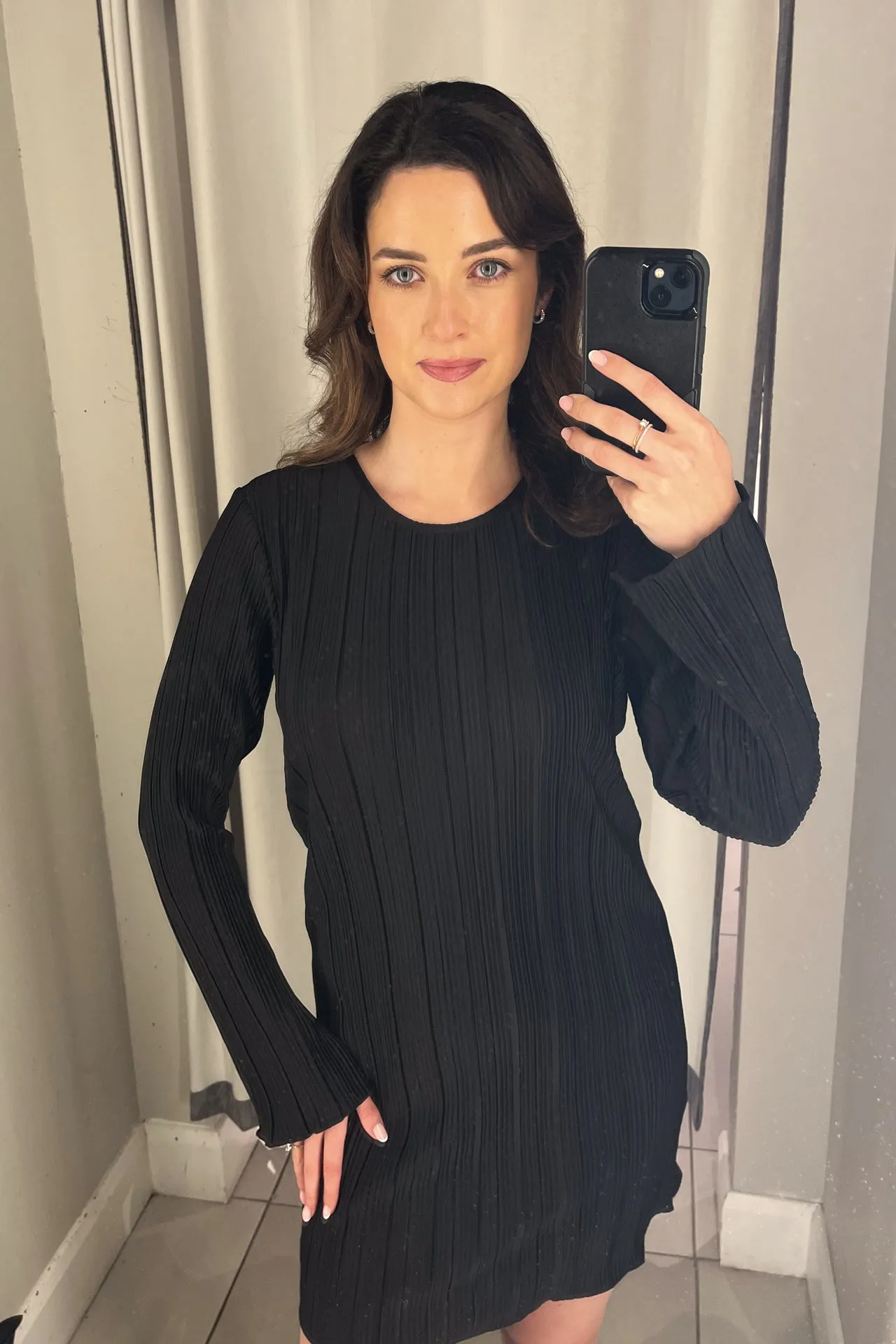 Bravo Plisse Black Shift Dress Blush Shade Bold Simplicity