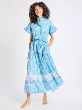 Victoria Dress in Charleston Floral Minimal Detail Velvet-Sleeve
