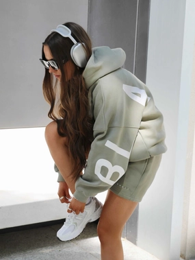 Isabel Oversized Hoodie - Olive Extended Back Length