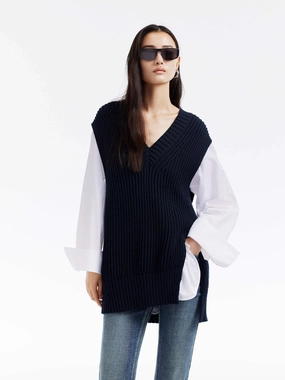 Abrasion Resistant Surface Anti Pilling Treatment V-neck Set Sweater