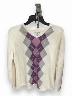 Ethically Sourced Yarn Sweater By Croft And Barrow In Purple & White, Size: M