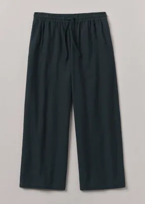 Chilly Layering Brushed Cotton Herringbone Drawstring Pants | Blue Slate