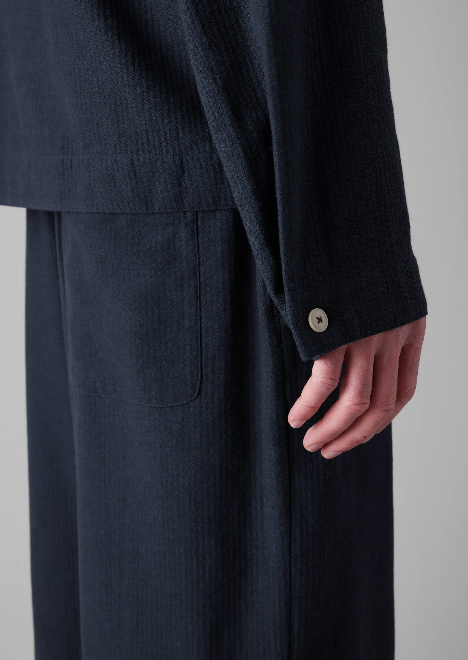 Modern Relaxed TaglessLabel Brushed Cotton Herringbone Drawstring Pants | Blue Slate