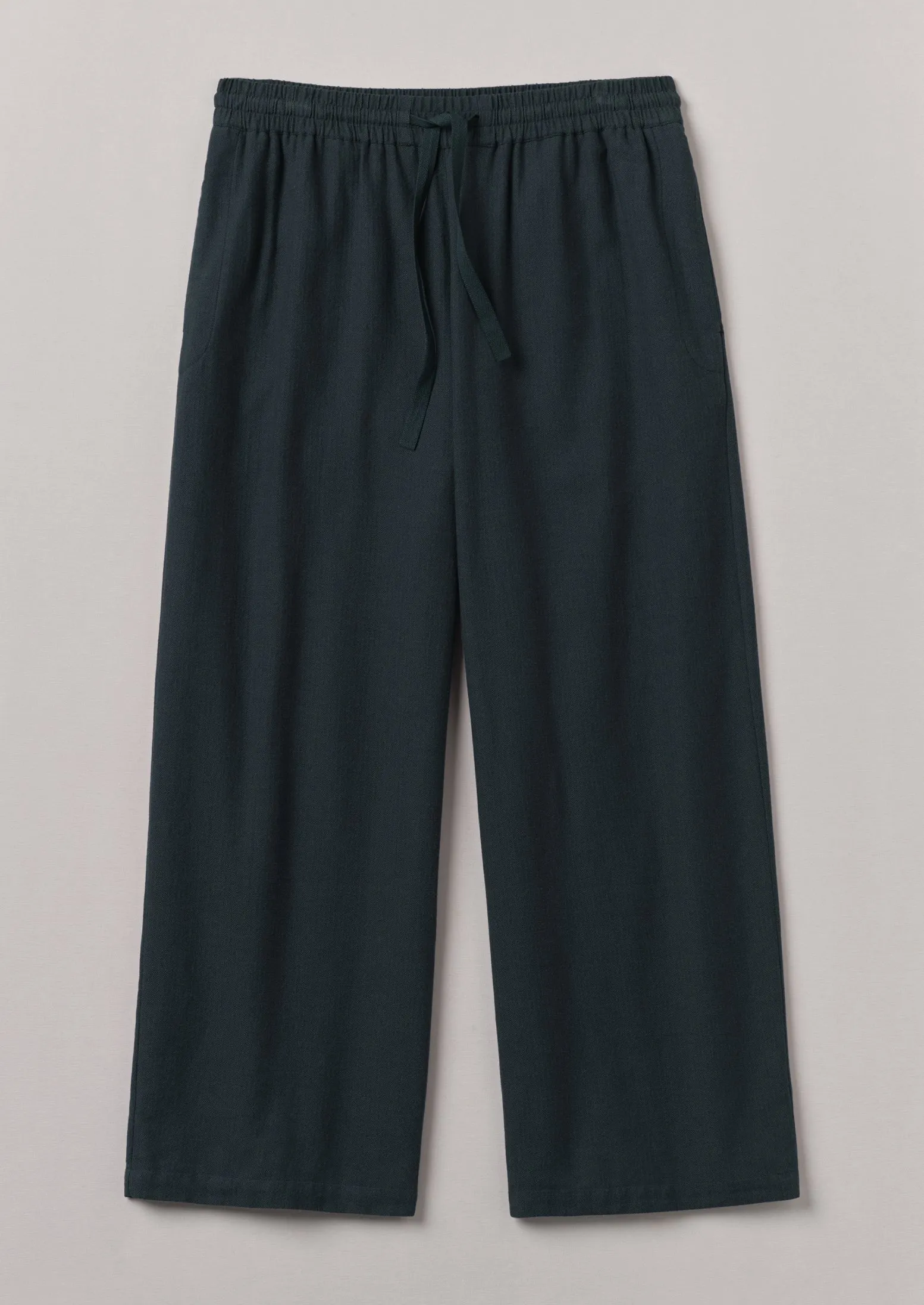 Chilly Layering Brushed Cotton Herringbone Drawstring Pants | Blue Slate