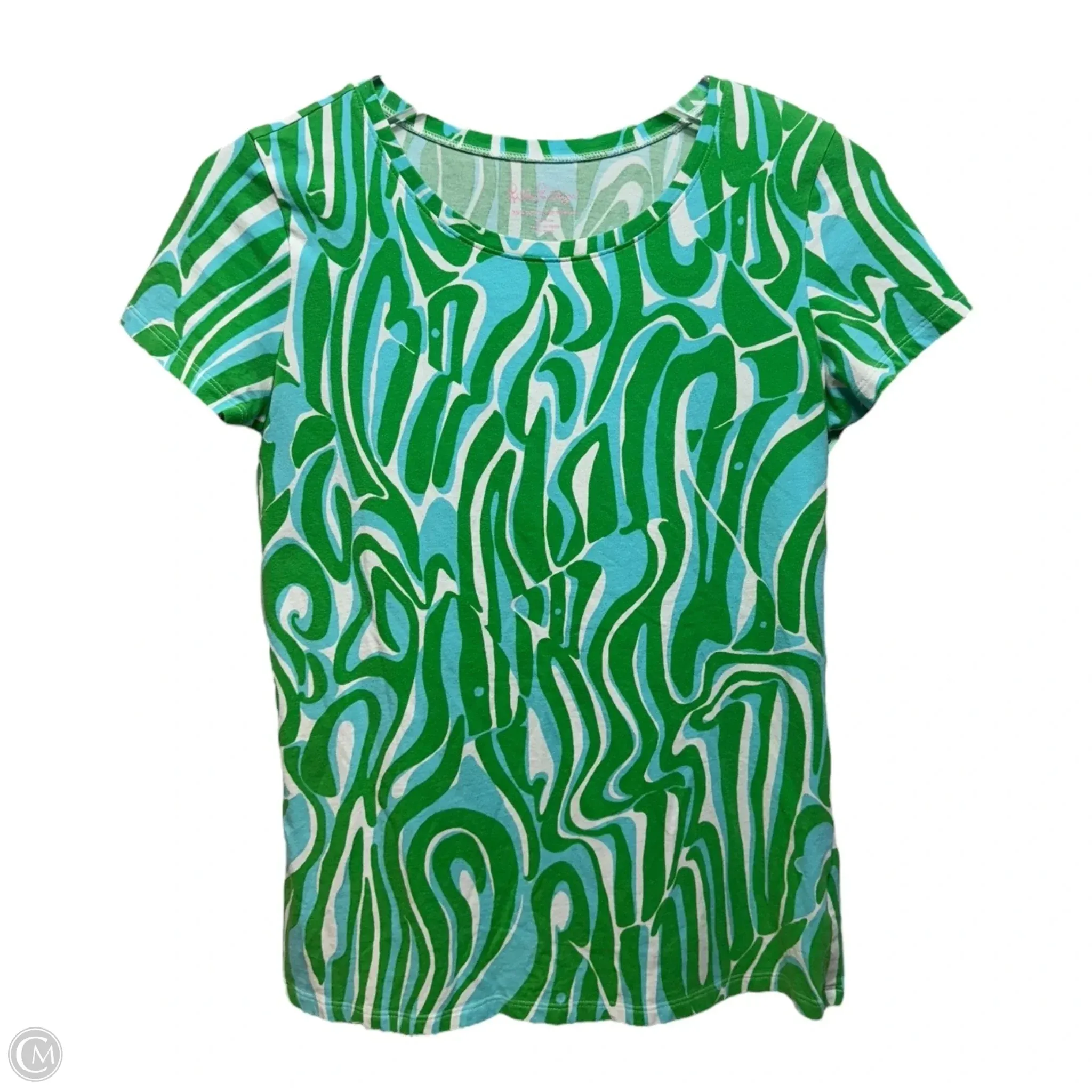 Karrie Crew Neck Top Short Sleeve Designer By Lilly Pulitzer In Finders Keepers, Size: S Soft Wearable Cozy Wardrobe