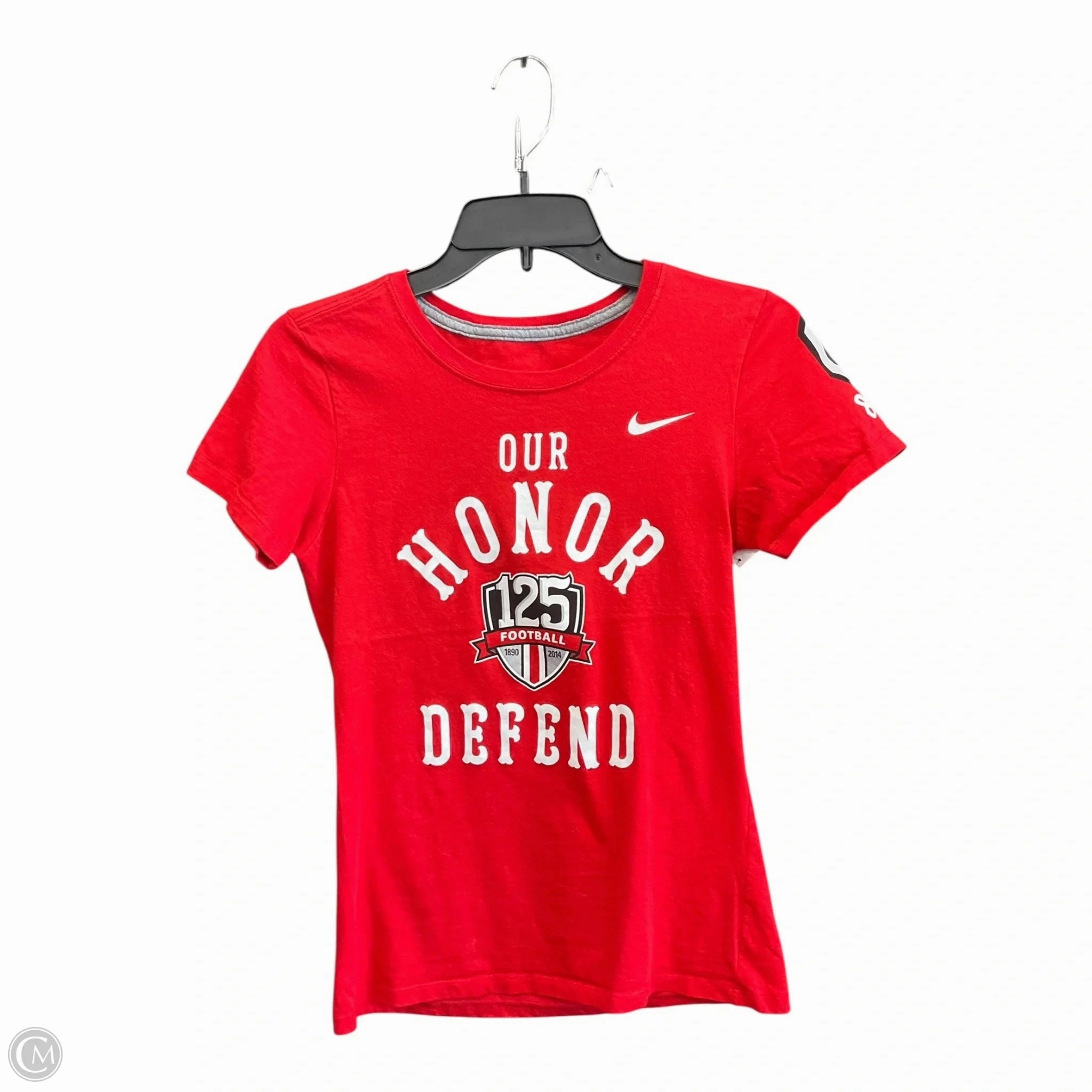 Loose cut Compression Fit Engineering Athletic Top Short Sleeve By Nike Apparel In Red, Size: S