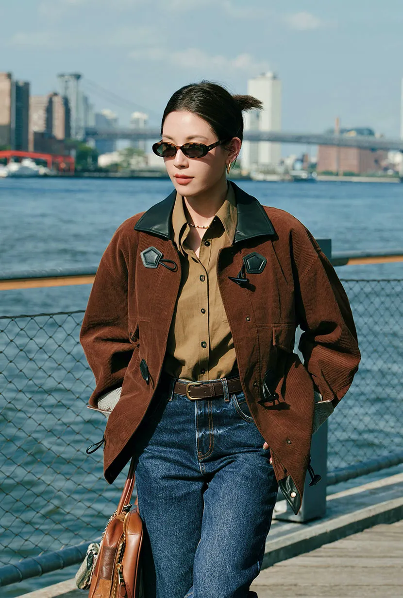 Zippered Closures Bryce Corduroy Barn Jacket - Sepia