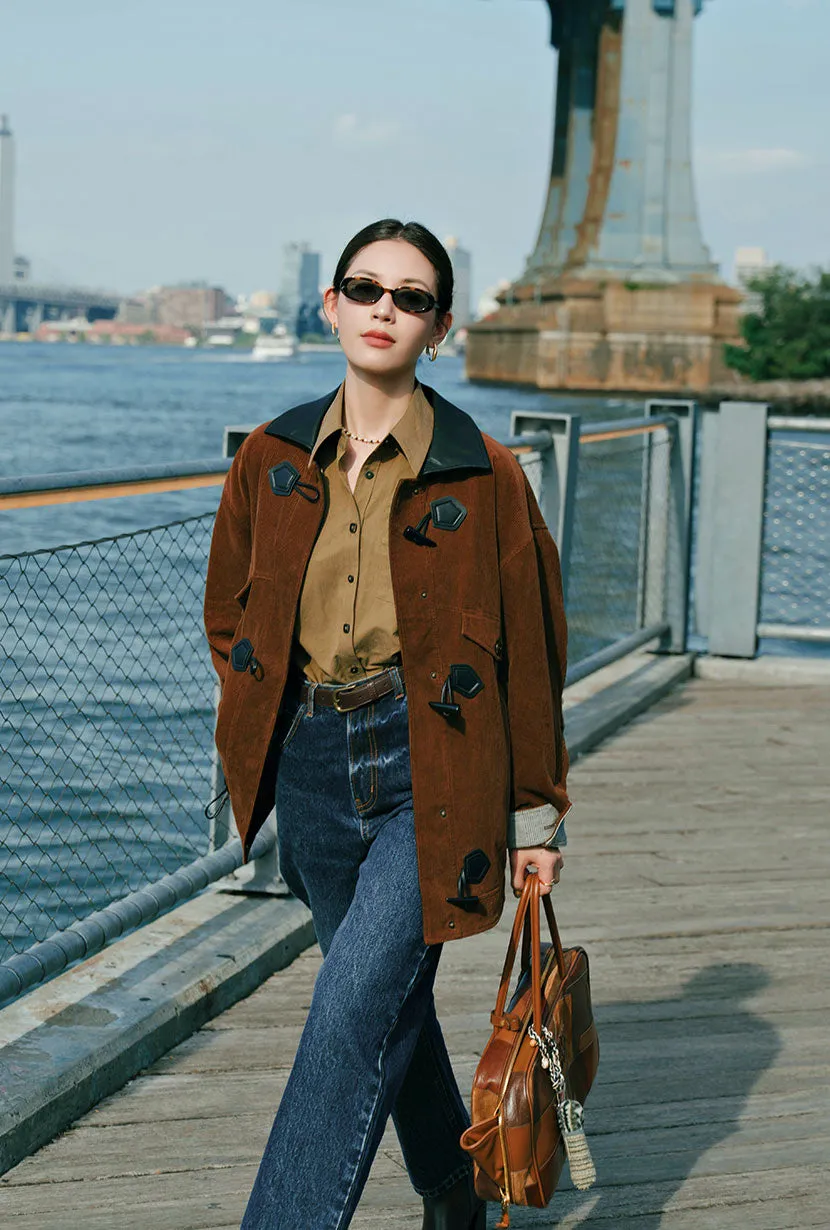 FlexibleHoodDesign Bryce Corduroy Barn Jacket - Sepia