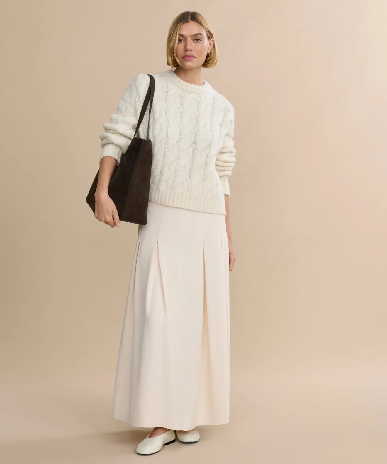 Timeless Design Cold Day Fashion Cable Serena Crewneck